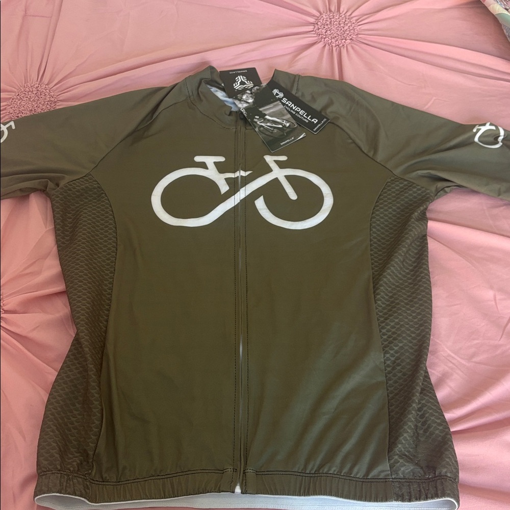 Sanpella Women’s Olive Green Cycling Jersey NWT SZ Large